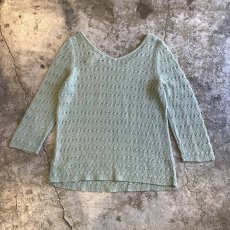 画像2: PALE TONE V NECK DESIGN CROCHET KNIT TOPS / Ladies S(M) (2)