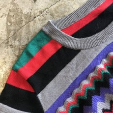 画像7: ALL OVER COLOR PATTERN POINT WAVE DESIGN KNIT SWEATER / Ladies M (7)