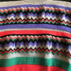 画像9: ALL OVER COLOR PATTERN POINT WAVE DESIGN KNIT SWEATER / Ladies M (9)