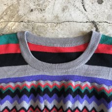 画像8: ALL OVER COLOR PATTERN POINT WAVE DESIGN KNIT SWEATER / Ladies M (8)