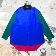 画像1: VARIOUS COLOR PANEL SILK L/S SHIRT / Mens S(L) (1)