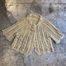 画像1: IVORY COLOR CROCHET DESIGN CARDIGAN / Ladies M (1)