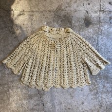 画像2: IVORY COLOR CROCHET DESIGN CARDIGAN / Ladies M (2)