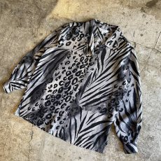 画像4: 2WAY COLLAR LEOPARD ZEBRA PATTERN DESIGN SHIRT / Ladies M (4)