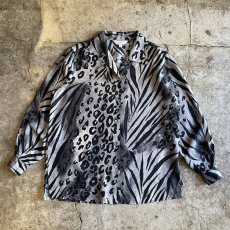 画像1: 2WAY COLLAR LEOPARD ZEBRA PATTERN DESIGN SHIRT / Ladies M (1)