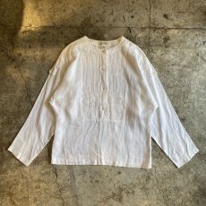 画像1: LINEN GATHER DESIGN L/S SHIRT / Ladies M(6) (1)