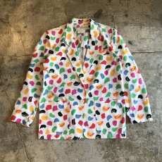 画像1: ALL OVER ART PATTERN TAILORED JACKET / Ladies36(M) / MADE IN FRANCE (1)