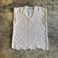 画像1: CUT OFF DIAMOND MESH N/S KNIT TOPS / Ladies L (1)