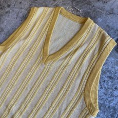 画像5: COLOR STRIPE V NECK KNIT VEST / Ladies L  (5)