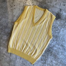 画像4: COLOR STRIPE V NECK KNIT VEST / Ladies L  (4)