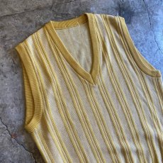 画像3: COLOR STRIPE V NECK KNIT VEST / Ladies L  (3)