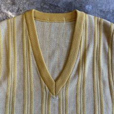 画像6: COLOR STRIPE V NECK KNIT VEST / Ladies L  (6)