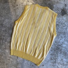 画像8: COLOR STRIPE V NECK KNIT VEST / Ladies L  (8)