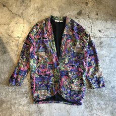 画像1: COLOR ART PATTERN LONG DESIGN TAILORED JACKET / Ladies M(XL) (1)