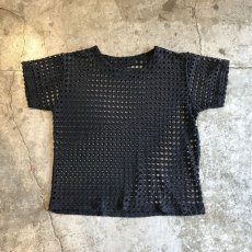 画像1: ALL OVER BLACK COLOR PUNCHING DESIGN MESH TOPS / Ladies L (1)