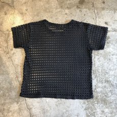 画像2: ALL OVER BLACK COLOR PUNCHING DESIGN MESH TOPS / Ladies L (2)