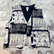 画像1: OLD ART GRAPHIC PATTERN VEST / Mens XL (1)