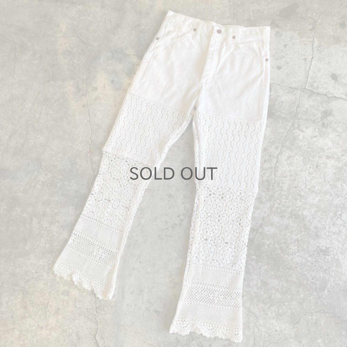 画像4: 【Wiz&Witch】"UNITED" VINTAGE CROCHET DENIM PANTS / W28 (4)