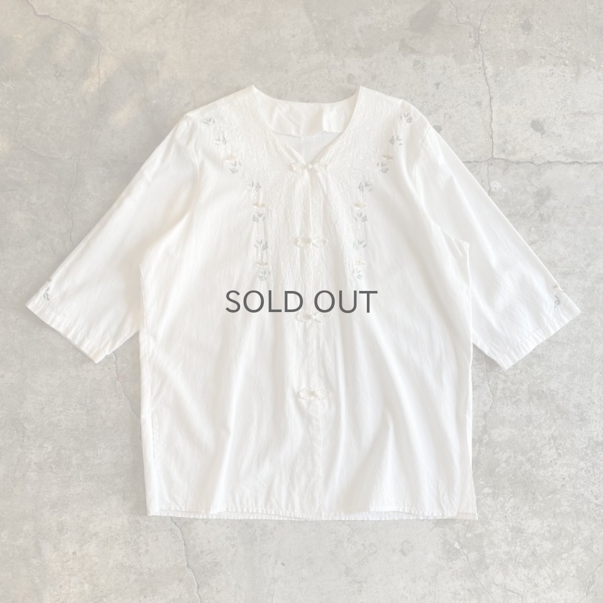 画像1: FLORAL EMBROIDERY CHINA L/S SHIRT / Ladies L (1)