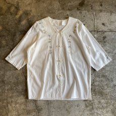 画像1: FLORAL EMBROIDERY CHINA L/S SHIRT / Ladies L (1)