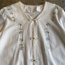 画像5: FLORAL EMBROIDERY CHINA L/S SHIRT / Ladies L (5)