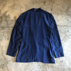 画像2: NAVY COLOR RIBBON DESIGN SILK JACKET / Ladies M (2)