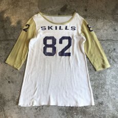 画像1: 60's "SKILLS 82" FELT PRINT DESIGN NUMBERING L/S TEE / Ladies M (1)