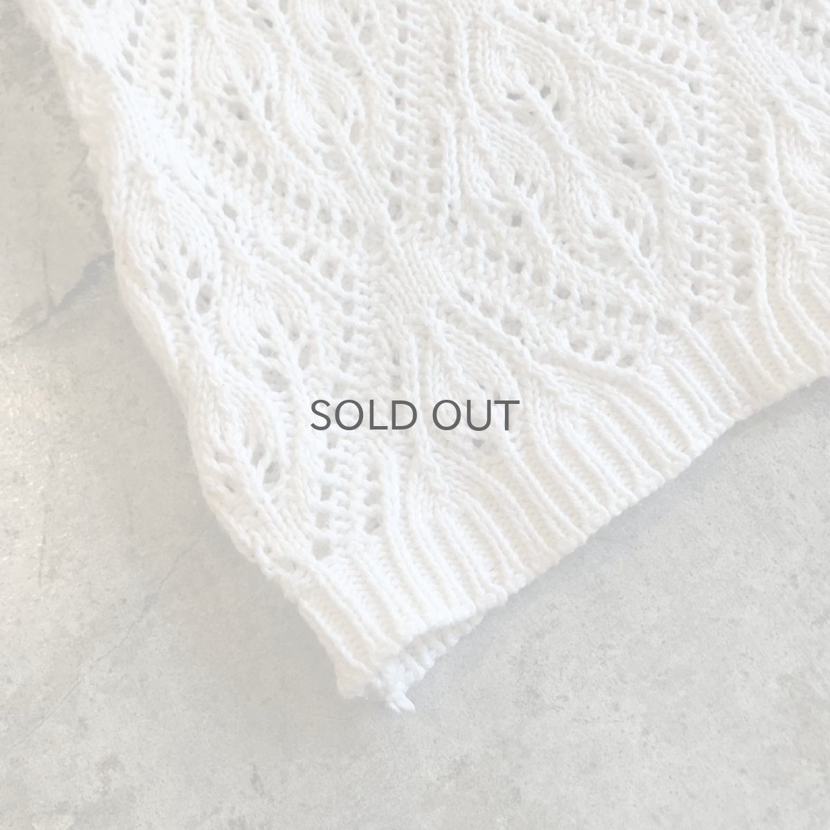 画像3: IVORY COLOR CROCHET DESIGN KNIT S/S TOPS / Ladies M (3)