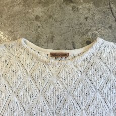 画像9: IVORY COLOR CROCHET DESIGN KNIT S/S TOPS / Ladies M (9)