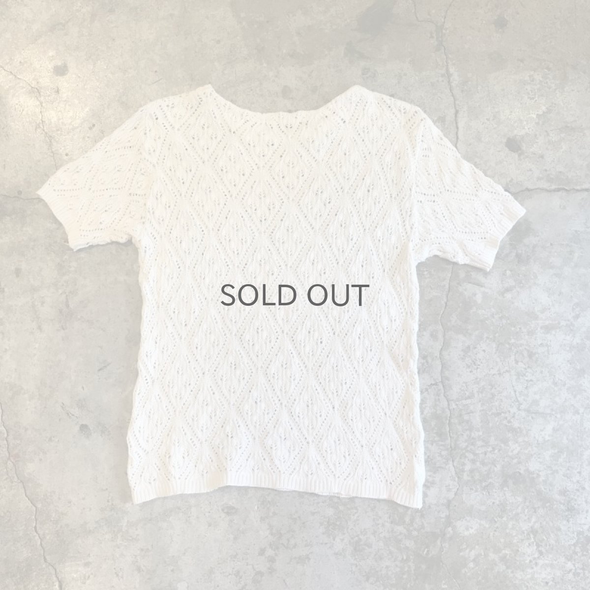 画像2: IVORY COLOR CROCHET DESIGN KNIT S/S TOPS / Ladies M (2)