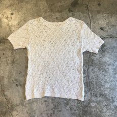 画像2: IVORY COLOR CROCHET DESIGN KNIT S/S TOPS / Ladies M (2)