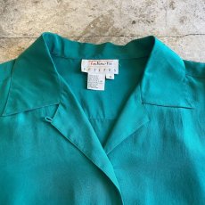 画像5: GREEN COLOR SILK S/S SHIRT / Ladies M (5)