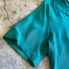 画像6: GREEN COLOR SILK S/S SHIRT / Ladies M (6)