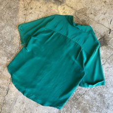 画像8: GREEN COLOR SILK S/S SHIRT / Ladies M (8)