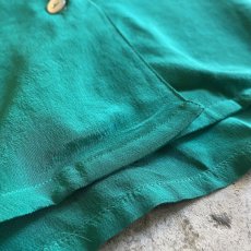 画像10: GREEN COLOR SILK S/S SHIRT / Ladies M (10)