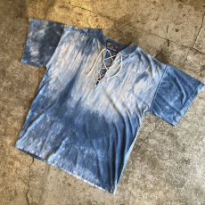 画像4: TIE DYE PATTERN LACE UP DESIGN COLOR TEE / Ladies L / MADE IN ITALY (4)