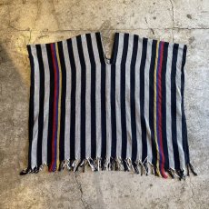 画像1: FRINGE DESIGN STRIPED PONCHO / Ladies M (1)