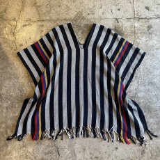 画像3: FRINGE DESIGN STRIPED PONCHO / Ladies M (3)