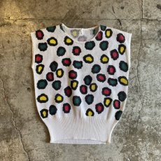 画像1: ALL OVER COLOR ART DESIGN KNIT N/S TOPS / Ladies M (1)