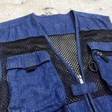 画像3: DENIM×MESH COMBINATION ZIP UP VEST / Mens L (3)