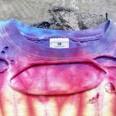 画像10: TIE DYE PATTERN CRASH DAMAGE S/S TEE / Mens XL (10)