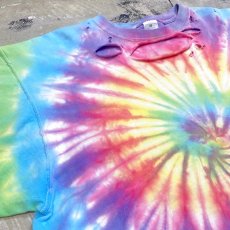 画像3: TIE DYE PATTERN CRASH DAMAGE S/S TEE / Mens XL (3)