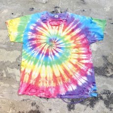 画像1: TIE DYE PATTERN CRASH DAMAGE S/S TEE / Mens XL (1)