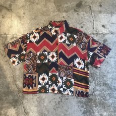 画像1: ALL OVER NATIVE PATCHWORK PATTERN SHORT DESIGN S/S SHIRT / Ladies L (1)