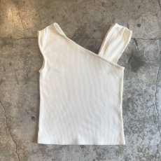 画像1: IVORY COLOR DESIGN SHOULDER RIB N/S TOPS / Ladies S (1)