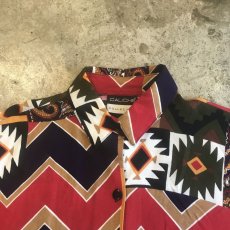 画像9: ALL OVER NATIVE PATCHWORK PATTERN SHORT DESIGN S/S SHIRT / Ladies L (9)