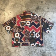 画像2: ALL OVER NATIVE PATCHWORK PATTERN SHORT DESIGN S/S SHIRT / Ladies L (2)