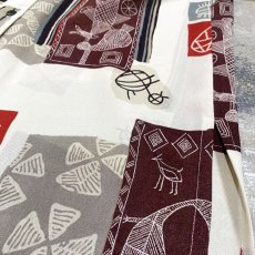 画像6: ARTISTIC GRAPHIC PATTERN SHEER BAND COLLAR S/S SHIRT / Mens L (6)