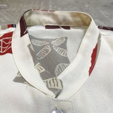 画像10: ARTISTIC GRAPHIC PATTERN SHEER BAND COLLAR S/S SHIRT / Mens L (10)