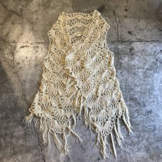 画像1: ALL OVER CROCHET FRINGE DESIGN LONG VEST / Ladies M (1)